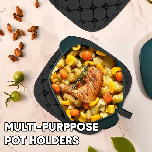 Miniatura 5 de Manoplas de Horno Toallas de Cocina Paños de Cocina con Soportes para Ollas Juego de 12 Piezas, Juego de Toallas de Cocina, Guantes de Horno Negro