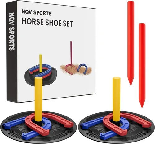 Miniatura 6 de NQV Juego exterior de herradura, kit de juego de zapatos de caballo, juego de herradura para niños y adultos.