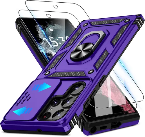 Miniatura 152 de ATUMP Funda para OnePlus Nord N200 5G con protector de pantalla HD con cubierta para cámara deslizante, soporte de anillo de rotación de 360°