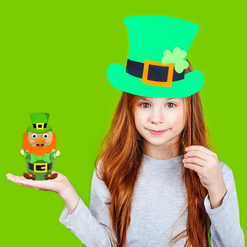 Miniatura 3 de Cinrobiye Juego de 24 kits de manualidades del día de San Patricio, kit de fabricación de macetas de duende para hacer macetas decorativas de duende