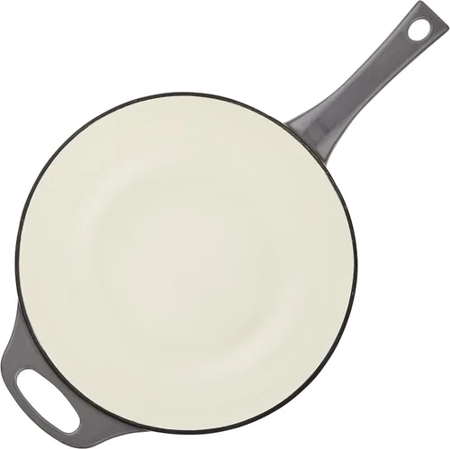 Miniatura 11 de Rachael Ray Horno holandés 3 en 1 de hierro fundido esmaltado con sartén/salteado, 4 cuartos de galón, gris