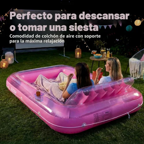 Miniatura 7 de SLOOSH Flotador inflable para adultos, con almohada, 216 x 145 cm, 4 en 1: balsa estilo tina bronceadora, camastro para tomar el sol, para fiestas