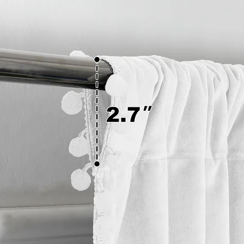 Miniatura 2 de Victree - Cortinas de terciopelo con pompón para dormitorio, cortinas opacas de 52 x 120 pulgadas de largo - Cortinas con bolsillo para barra que