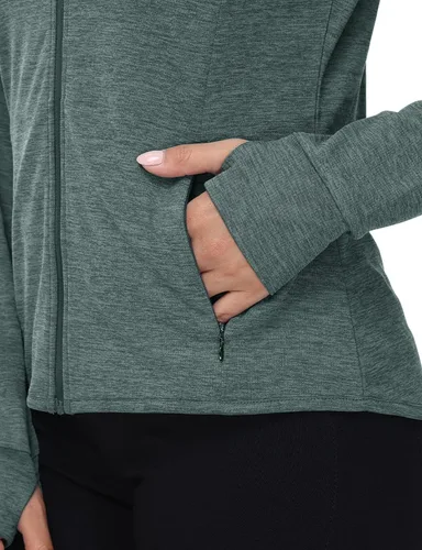 Miniatura 92 de TBMPOY Chaquetas con capucha y protección solar UPF 50+ para mujer, ligeras, de manga larga, para senderismo, exteriores, con cremallera completa