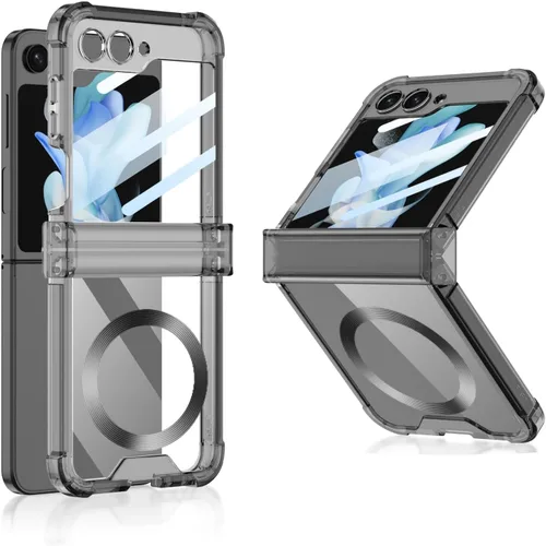 Miniatura 2 de Funda magnética integrada con protector de pantalla para Samsung Galaxy Z Flip 5 4, compatible con MagSafe, protección de bisagra completa, funda