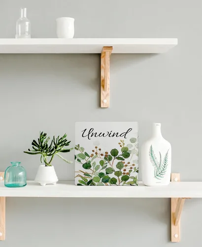 Miniatura 3 de Decoración de baño de granja verde salvia, letrero de caja de madera con frase "Breathe Quotes", decoración de estantes, artículos pequeños de Unwind
