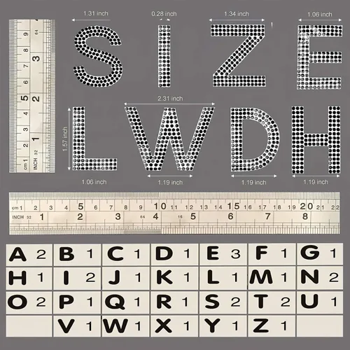 Miniatura 4 de 34 calcomanías de letras del alfabeto con diamantes de imitación, letras A-Z, autoadhesivas para planchar, calcomanías para autos, artes