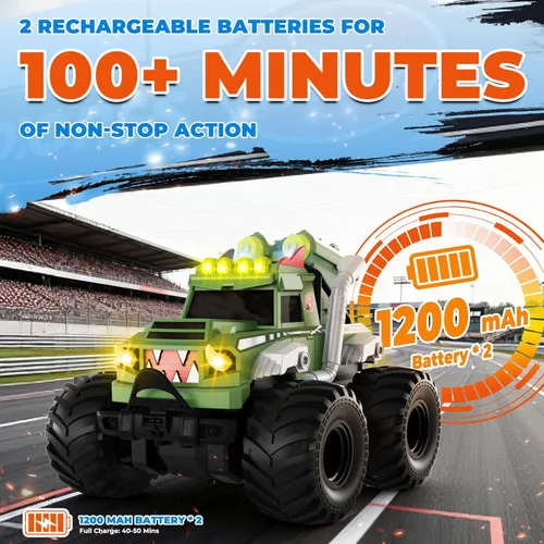 Miniatura 4 de Auto a Control Remoto, Juguetes de Camión Monstruo Impermeable Autos RC para Niños, 1:18 Anfibio 4WD Todo Terreno Fuera de Carretera Camiones