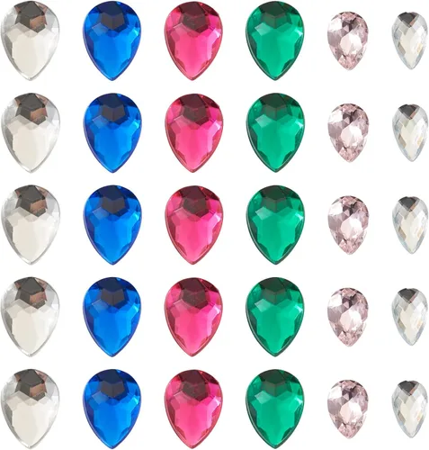 Miniatura 7 de Pandahall - 1200 unidades de diamantes de imitación para coser en forma de lágrima, diamantes de imitación de cristal con parte trasera plana