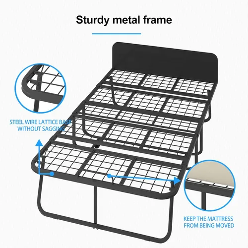 Miniatura 6 de PUREMIND Cama plegable con colchón de 5 pulgadas para adultos, cama plegable de 75 x 38 pulgadas con bolsa a prueba de polvo y marco de metal, camas