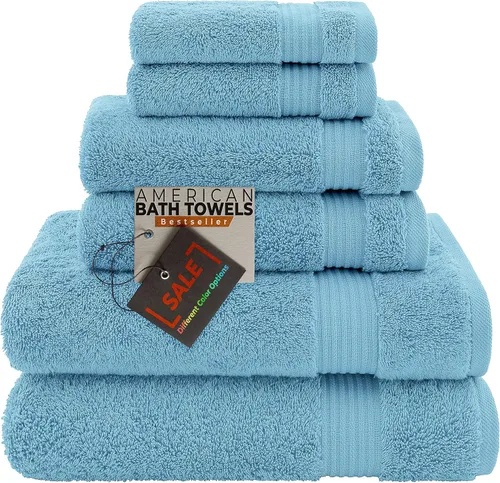 Miniatura 32 de American Bath Towels Juego de 6 toallas turcas de 100% algodón, ultra suaves, absorbentes, 2 toallas de baño, 2 toallas de mano, 2 toallas pequeñas