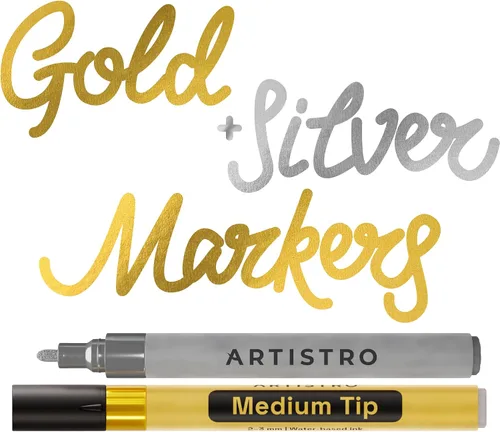 Miniatura 33 de Artistro 2 marcadores de pintura acrílica negros - 3mm marcadores de punta media - Perfectos para manualidades, proyectos de arte y más