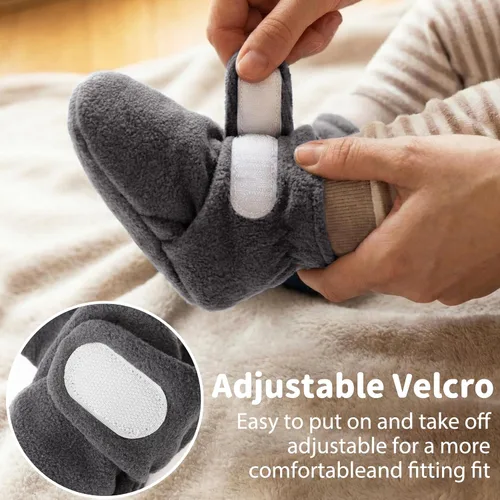 Miniatura 3 de Botines de forro polar para recién nacido, unisex, antideslizantes, para recién nacidos, primeros pasos, zapatos cálidos para la casa para bebés