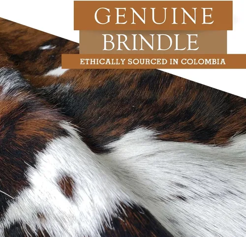 Miniatura 6 de Sunshine Cowhides Alfombra de piel de vaca 100 % genuina, con diseño de columna vertebral Brindle, alfombra de estilo moderno y tapete para sala