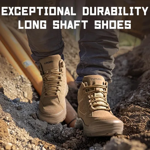 Miniatura 5 de Furuian - Botas de trabajo unisex con punta de acero, cómodas y ligeras para hombres, con resistencia al deslizamiento, puntera de acero, zapatos