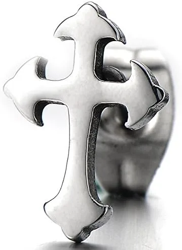 Miniatura 2 de Par de pendientes unisex de acero inoxidable para hombre y mujer