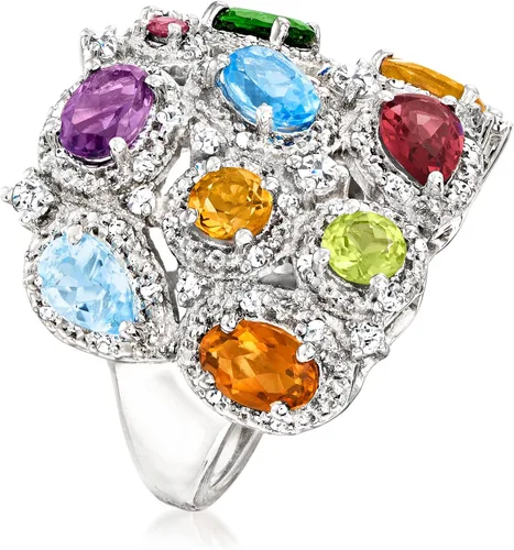 Miniatura 3 de Ross-Simons Anillo de 3,04 quilates con piedras preciosas múltiples en plata de ley, Piedra preciosa, amatista