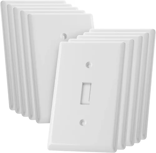 Bates- Cubierta para interruptor de luz, cubiertas de placa de interruptor, paquete de 10, cubierta de interruptor de luz individual, 1 banda, Blanco