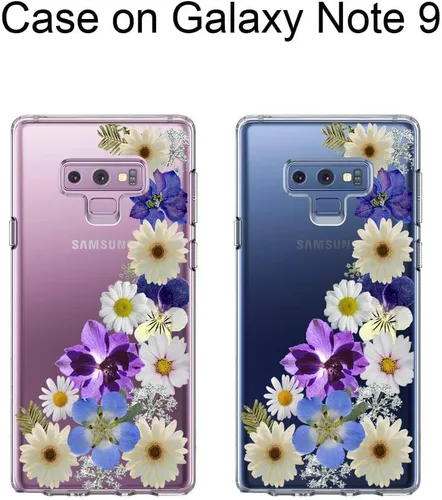 Miniatura 2 de Unov Funda compatible con Galaxy Note 9, transparente con diseño de TPU suave, absorción de golpes, delgada, diseño floral, cubierta trasera Flower