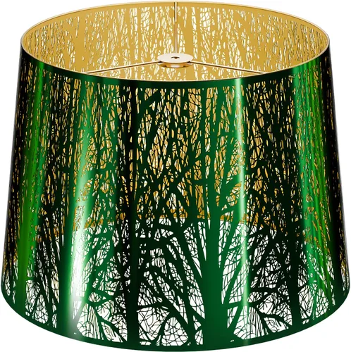 Miniatura 14 de Pantalla grande de lámpara de tambor con proceso de grabado en metal, Alucset, para lámpara de mesa y de pie, diseño de estrellas celestes, 12 x 14