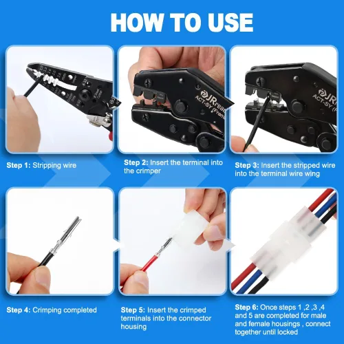 Miniatura 9 de JRready ST6480 Kit de clavijas de conector eléctrico de 2, 3, 4, 6, 9 y 12 pines con herramienta extractora de terminales de crimpado. 160 juegos.