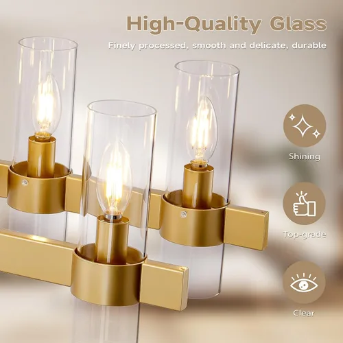 Miniatura 3 de Candelabros Lineales Dorados para Comedor, Candelabro Rectangular de 54" con Vidrio, Candelabros Modernos de 16 Luces Sobre Mesa, Candelabro