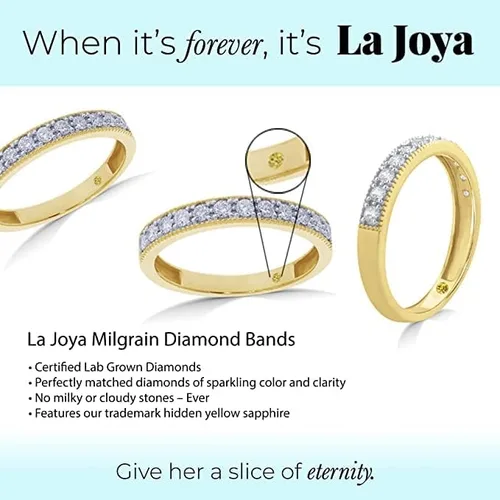 Miniatura 3 de La Joya Anillos de diamantes creados en laboratorio con certificación TW de 12 CT para mujer, anillo apilable de oro amarillo de 10 quilates, anillo