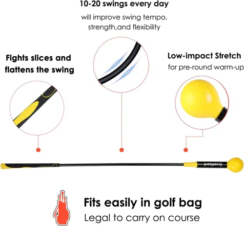 Miniatura 5 de Entrenador de swing de golf de 48 pulgadas/40 pulgadas, palo de calentamiento para fuerza, flexibilidad, entrenamiento de tempo, ayuda de práctica