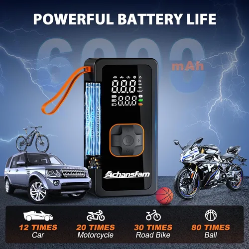 Miniatura 7 de Portable Air Compressor, 48s Fast Inflation, Cordless with Dual Power Supply, 150 PSI Tire Pump with Digital Gauge, Long Runtime & Storage Case for