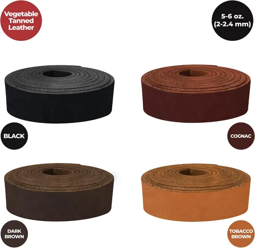 Miniatura 4 de Trabajo europeo de cuero de 5-6 oz. (0.079-0.094 in) Tamaño de los cinturones de cuero curtido vegetal: 1-1/2 x 40 pulgadas, correas de cuero