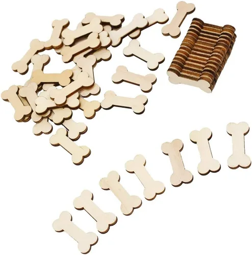 100 huesos de madera para perros, lisos, sin terminar, para pintar o decorar, lo mejor para etiquetas, aretes, bodas, calendario de cumpleaños
