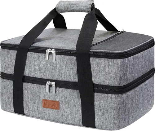 Miniatura 12 de Lifewit - Porta ollas aislada para alimentos calientes o fríos, olla con tapa y estuche de transporte, soporte para lasaña para fiestas de comida