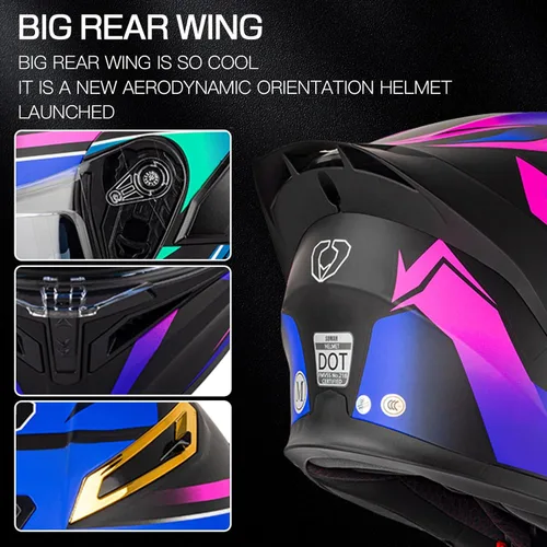 Miniatura 3 de Casco modular Bluetooth para motocicleta, certificado DOT, abatible, de cara completa, antivaho, doble máscara, casco de motocicleta de calle