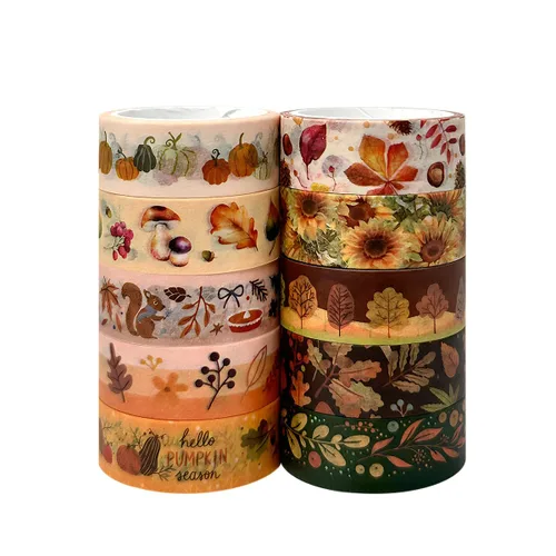Miniatura 7 de allydrew Cinta decorativa Washi para álbumes de recortes, papelería, diario, fabricación de tarjetas (12 rollos), diversión de calabaza