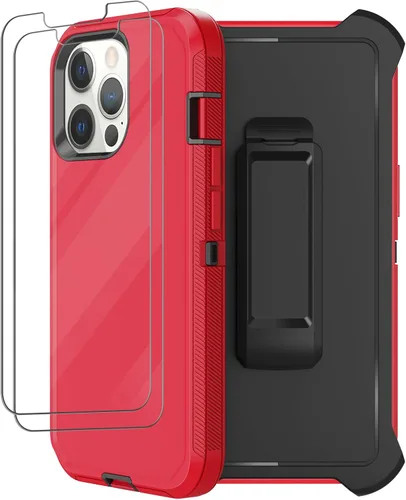 Miniatura 15 de Funda para iPhone 13 Pro Max con funda de clip para cinturón, 2 protectores de pantalla, protección contra caídas de grado militar, cuerpo completo