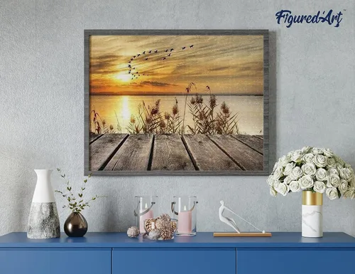 Miniatura 3 de Figured'Art Kit de arte de pintura de diamantes para adultos de 16 x 20 pulgadas, taladro cuadrado completo 5D en el lago, lienzo enrollado