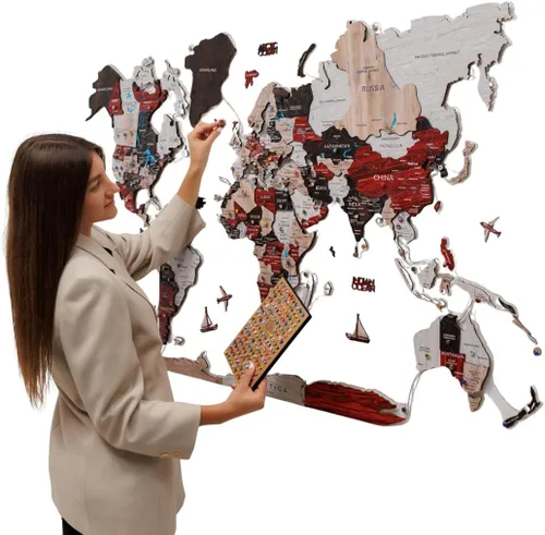 Miniatura 12 de Enjoy The Wood Mapa del mundo de madera 3D LED 2.0, arte de pared moderno para decoración del hogar, regalos de viaje, mapas de madera, tablero