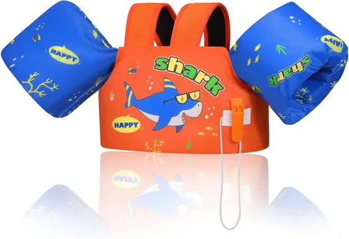 Miniatura 10 de Moko Banda de natación para niños de 20-30-50 libras, bonito chaleco de natación de dibujos animados para niños pequeños, flotadores de piscina