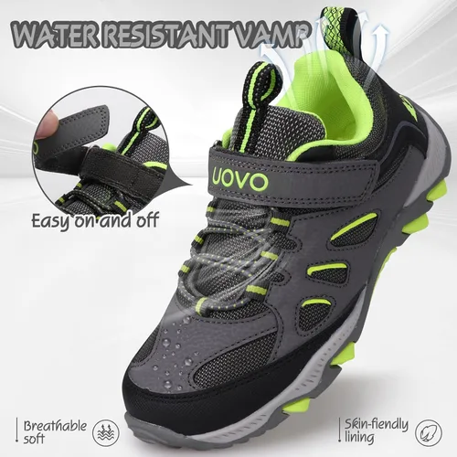 Miniatura 2 de UOVO Botas de senderismo resistentes al agua para niños, zapatos para caminar al aire libre, antideslizantes, al tobillo, zapatos deportivos