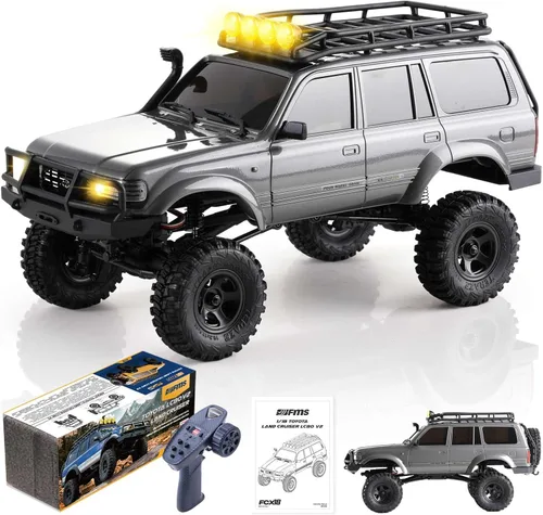 EAZYRC FCX18 1/18 Land Cruiser LC80 Toyota RC Rock Crawler RTR 4x4 Todo Terreno Impermeable Grado Hobby RC Camiones RC Coche para Adultos y Gris