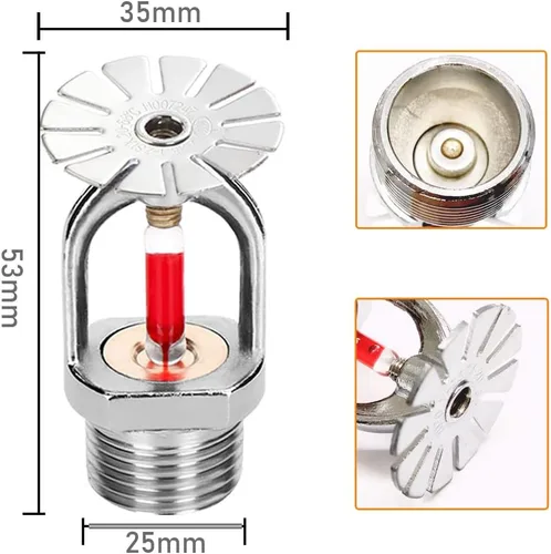 Miniatura 4 de Cabezal de rociador de incendios de 3/4 pulgadas, tipo colgante de 155 grados, de respuesta rápida, rociador de agua de 154.4 °F, cabezales
