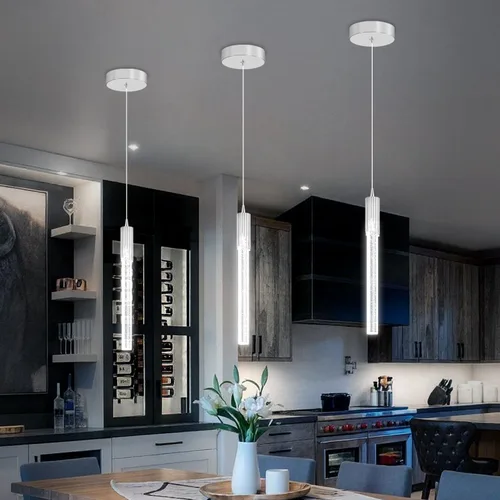 Miniatura 21 de Flashing God Candelabro LED moderno, 10 luces negras regulables, lámpara colgante con control remoto de techo alto para escalera, sala de estar