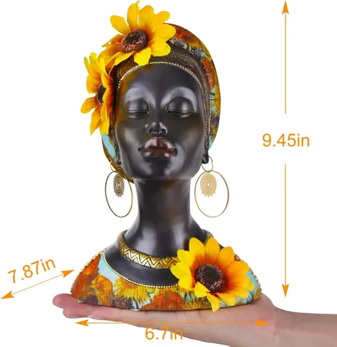 Miniatura 2 de Esculturas de arte africano, estatuas modernas de mujeres africanas, decoración de habitación, figuras africanas de resina, estatua de busto