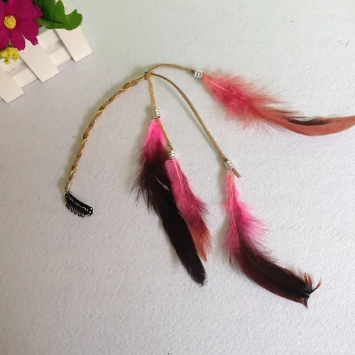 Miniatura 4 de 6 extensiones de cabello hippie boho hechas a mano para mujer con clip de plumas, peine de accesorios de bricolaje, tocado de horquilla