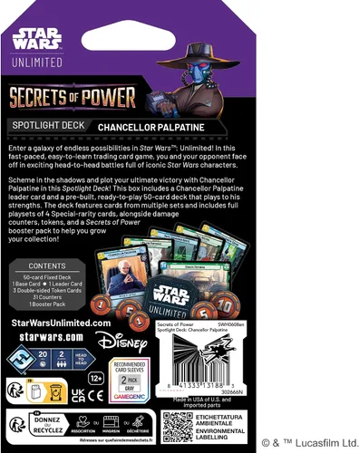 Miniatura 2 de Asmodee Star Wars: Unlimited TCG Secrets of Power Chancellor Palpatine Spotlight Deck - Baraja preconstruida de 50 cartas lista para jugar