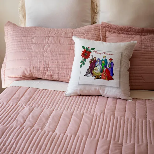 Miniatura 5 de 3dRose pc_26678_1 Nativity Merry Christmas-Pillow Case, 16 by 16