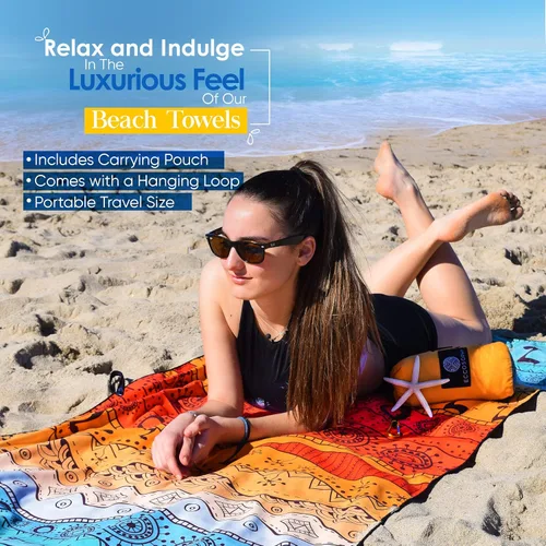 Miniatura 5 de ECCOSOPHY - Toalla de playa de microfibra a prueba de arena, de secado rápido, ligera, superabsorbente, perfecta para piscina, viajes, crucero