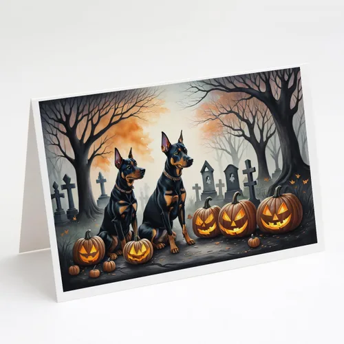 Miniatura 40 de Caroline's Treasures DAC2018GCA7P - Tarjetas de felicitación y sobres de Halloween espeluznantes de Border Collie, paquete de 8 tarjetas en blanco
