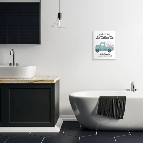 Miniatura 3 de Stupell Industries Papel higiénico familiar para baño, camión de algodón de alta calidad, diseñado por arte de pared con letras y forrado, 13 x 19