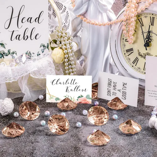 Miniatura 7 de MTLEE Tarjeteros de 36 piezas de diamantes para colocar tarjetas de cristal acrílico en oro rosa Como se muestra en las imágenes